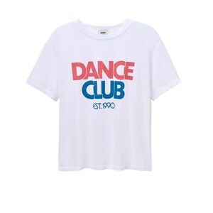 Dance Club Graphic Tee - White with Pink and Blue